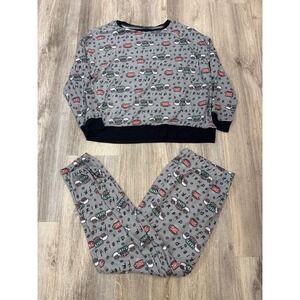 Friends TV Show Central Perk Pajama Set Womens XL Gray Joggers Long Sleeve Top